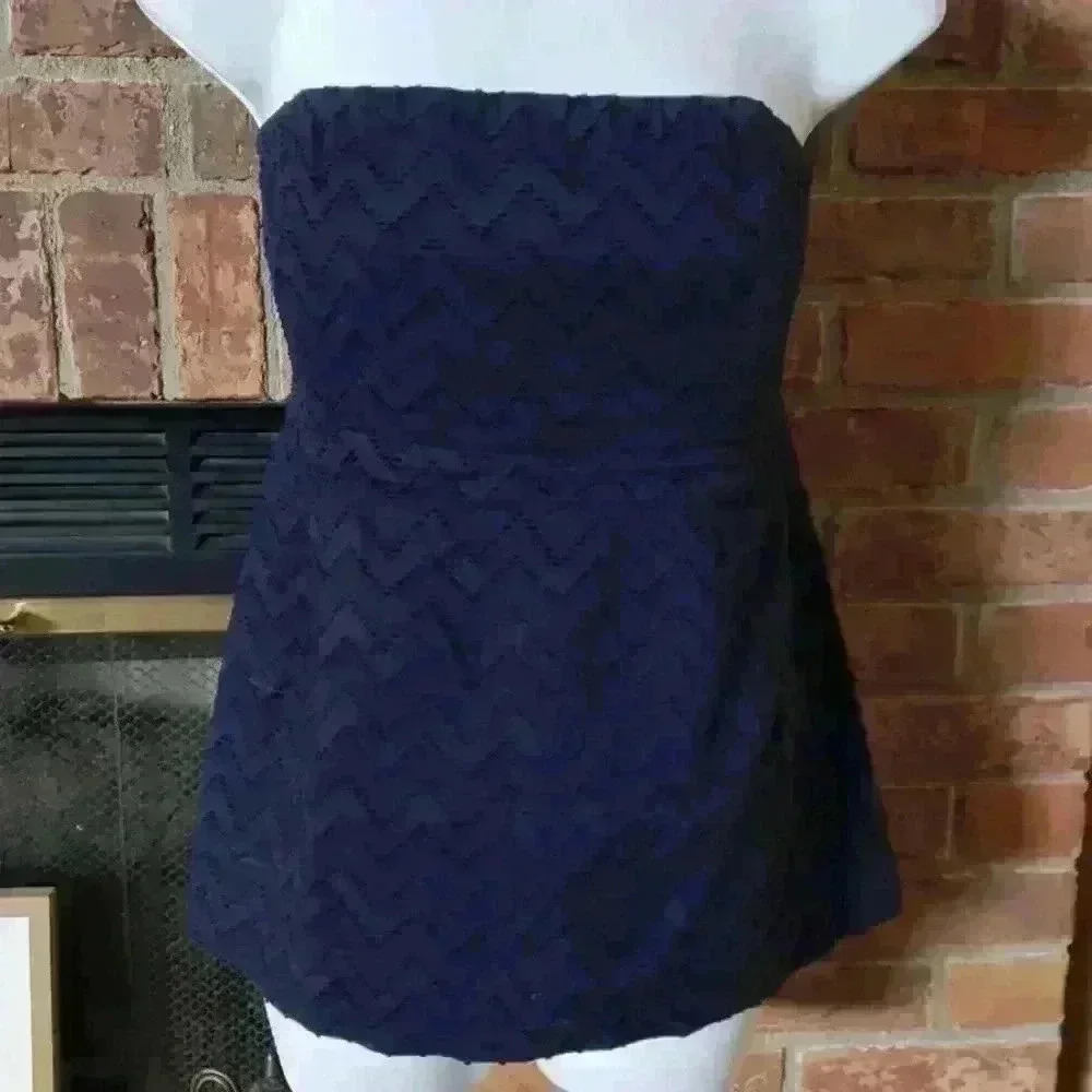 Vineyard Vines Chevron Jacquard Strapless Top Sz 2 EUC